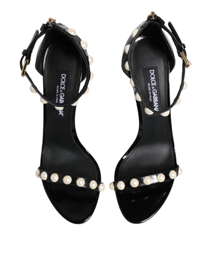 Black KEIRA Pearl Embellished Sandals Shoes