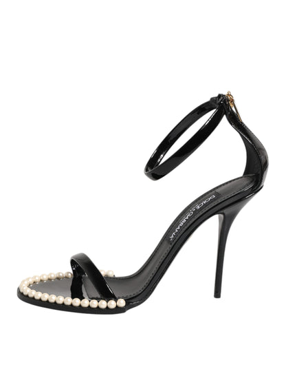 Black KEIRA Pearl Embellished Sandals Shoes