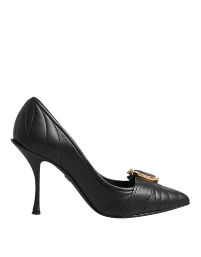 Black Devotion Leather Heels Pumps Shoes