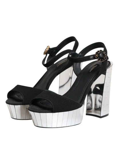 Black Crystal Ankle Strap Keira Sandal Shoes