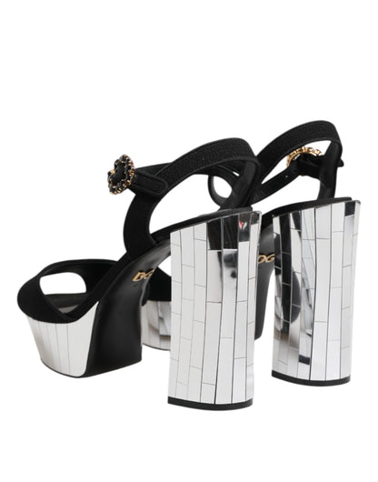 Black Crystal Ankle Strap Keira Sandal Shoes