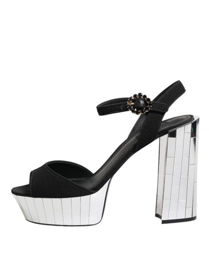 Black Crystal Ankle Strap Keira Sandal Shoes