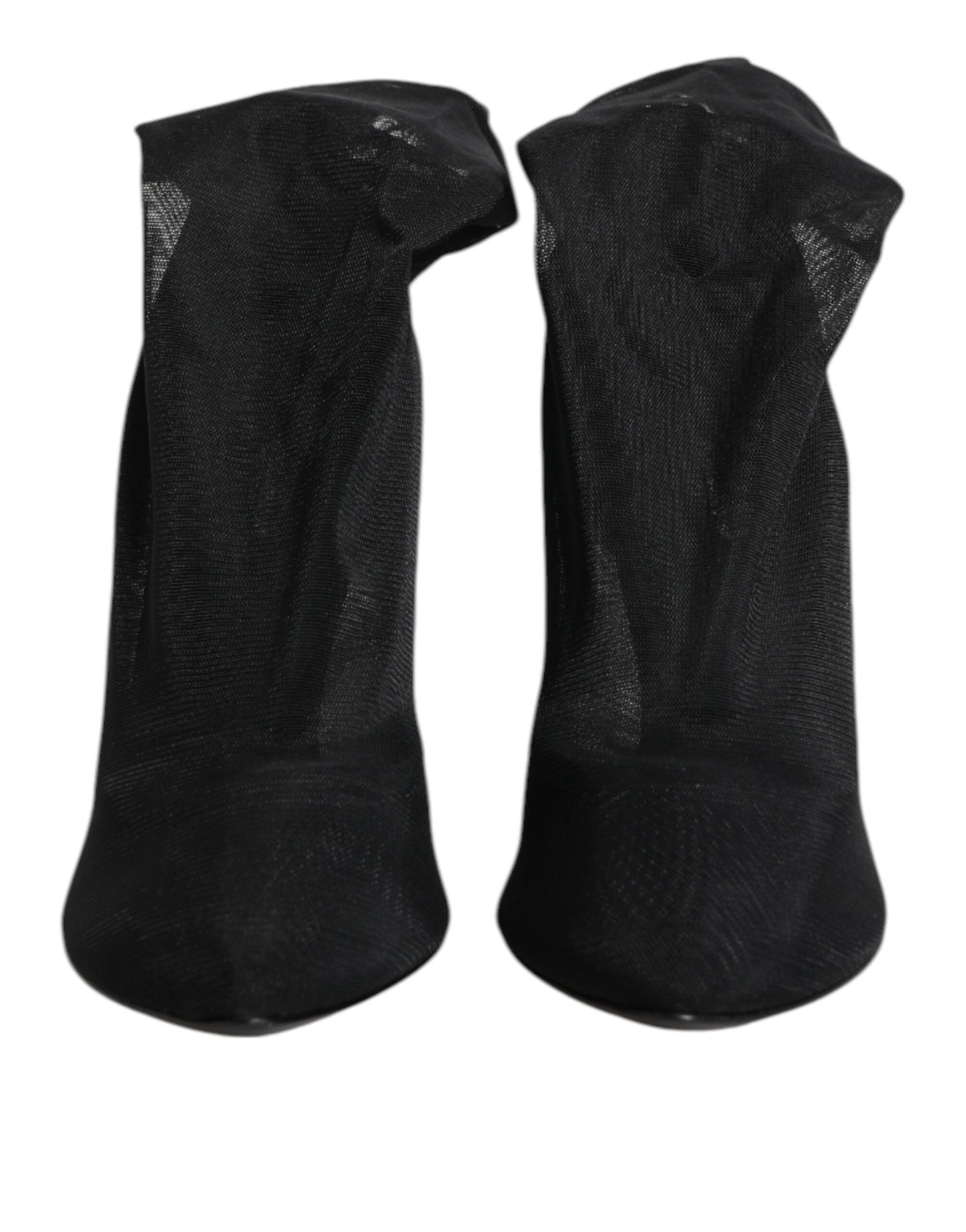 Black Silk Stretch Mesh Sock Boots Shoes