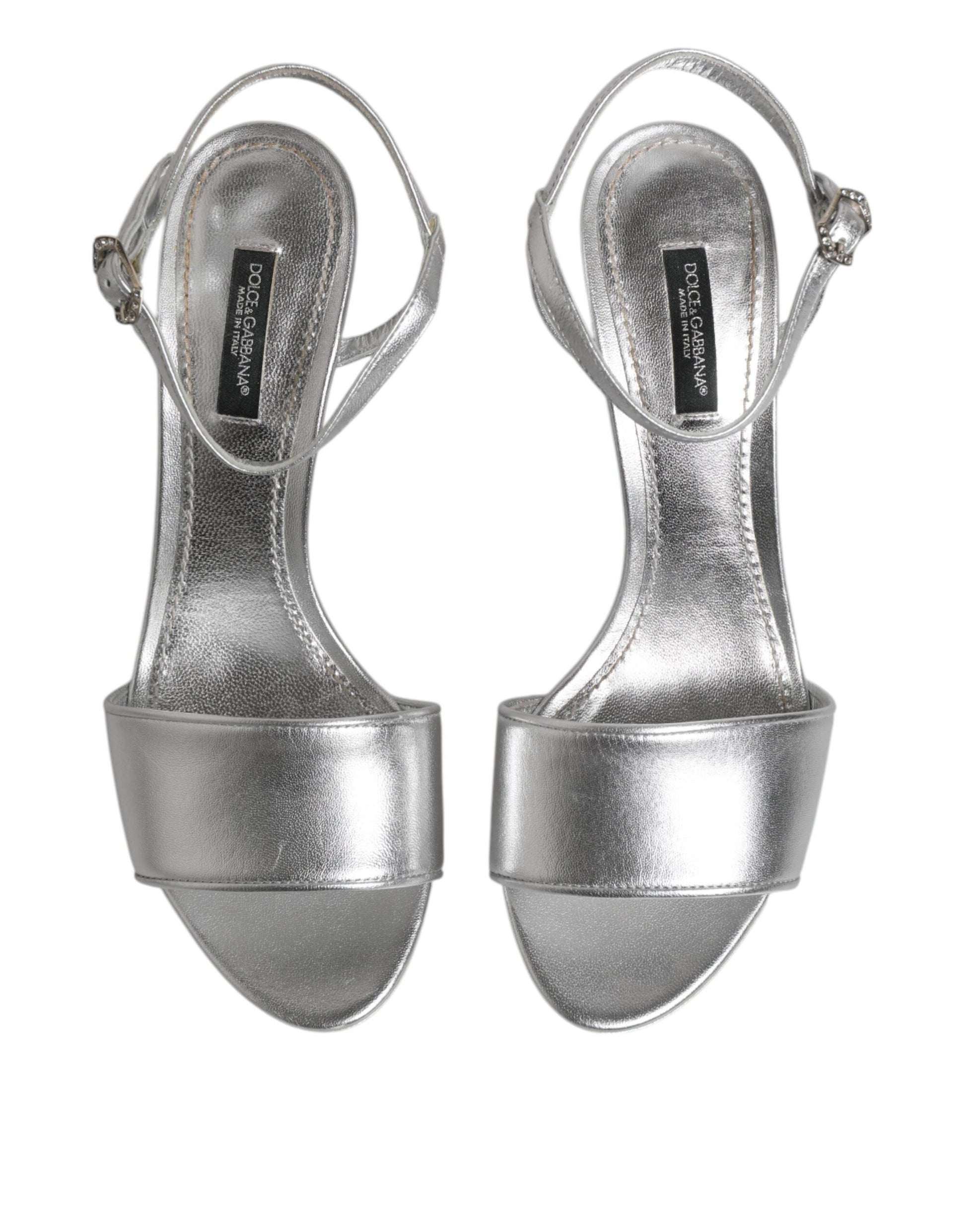 Silver Leather DG Heels Keira Sandals Shoes