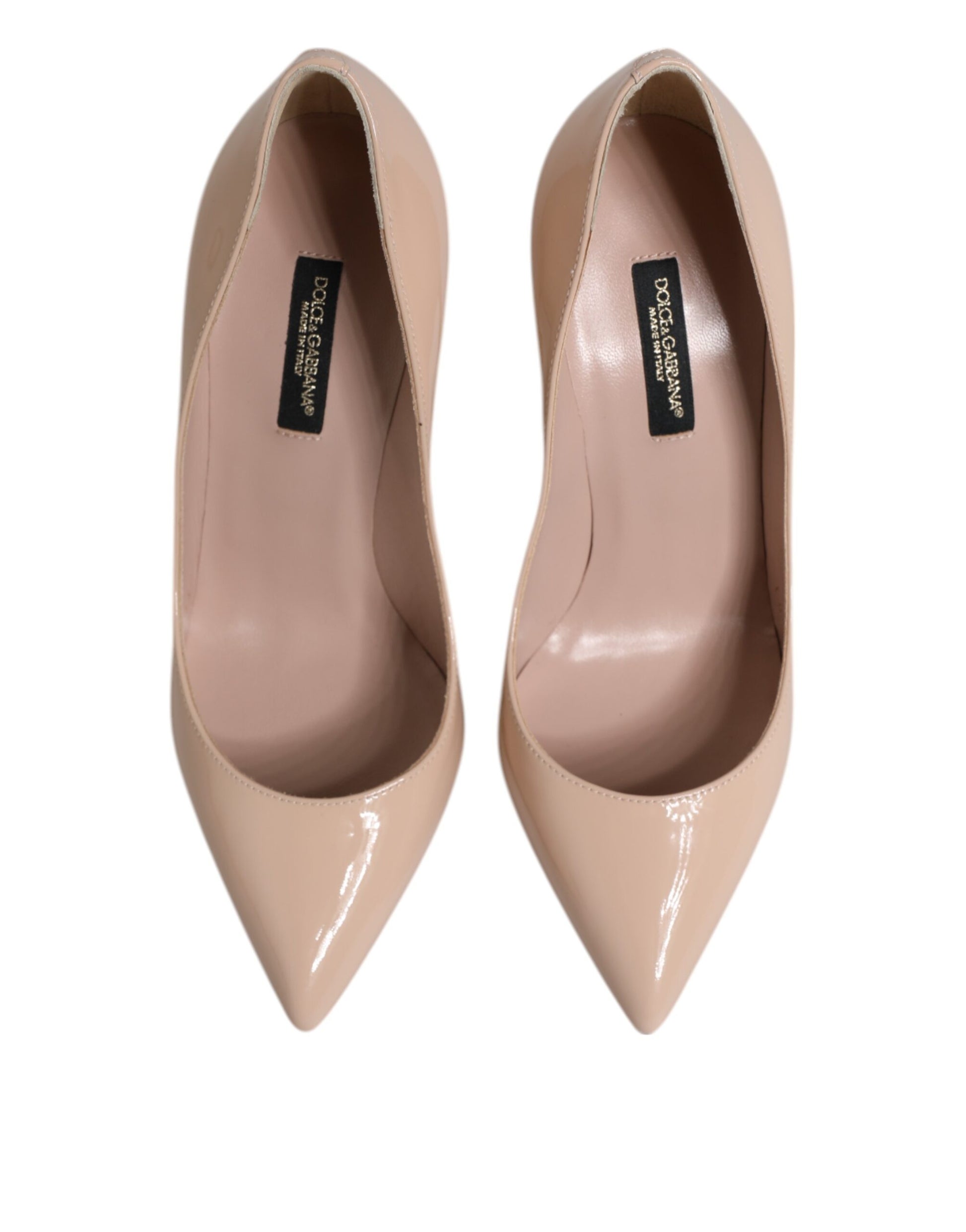 Beige Patent Leather Stiletto Heel Pumps Shoes