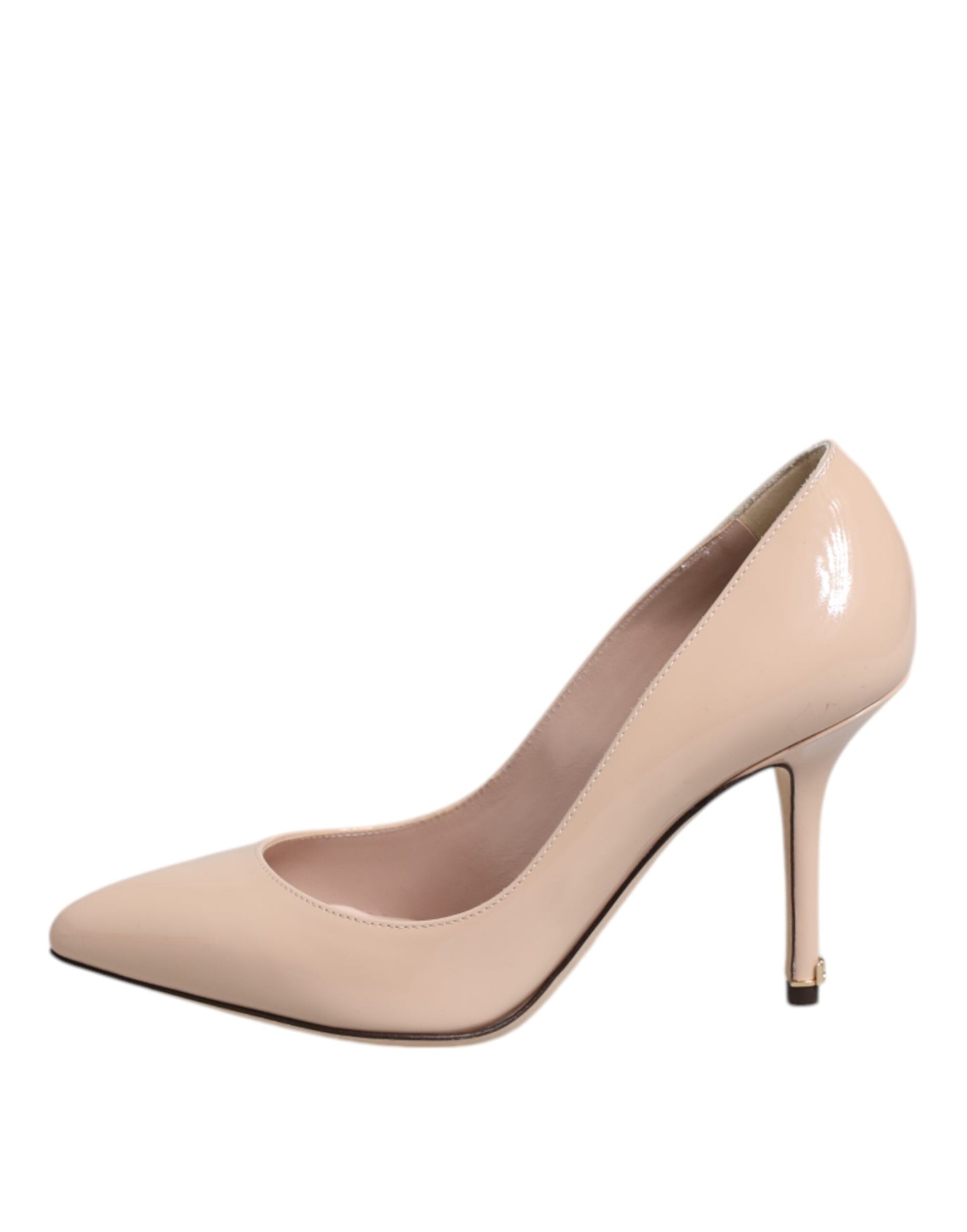 Beige Patent Leather Stiletto Heel Pumps Shoes