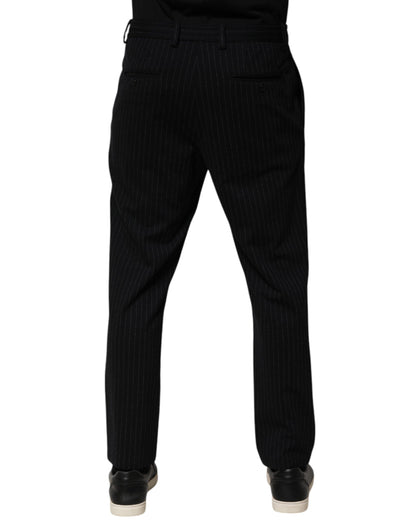 Black Stripes Viscose Skinny Dress Men Pants