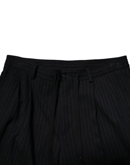 Black Stripes Viscose Skinny Dress Men Pants