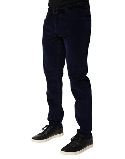 Navy Blue Cotton Tapered Formal Trouser Pants