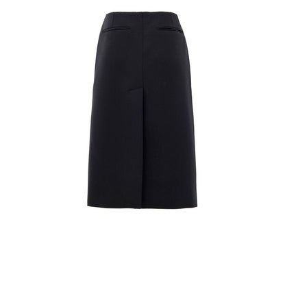 Black Wool Midi Skirt