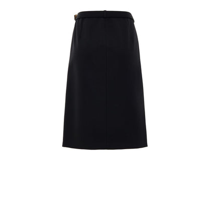 Black Wool Midi Skirt