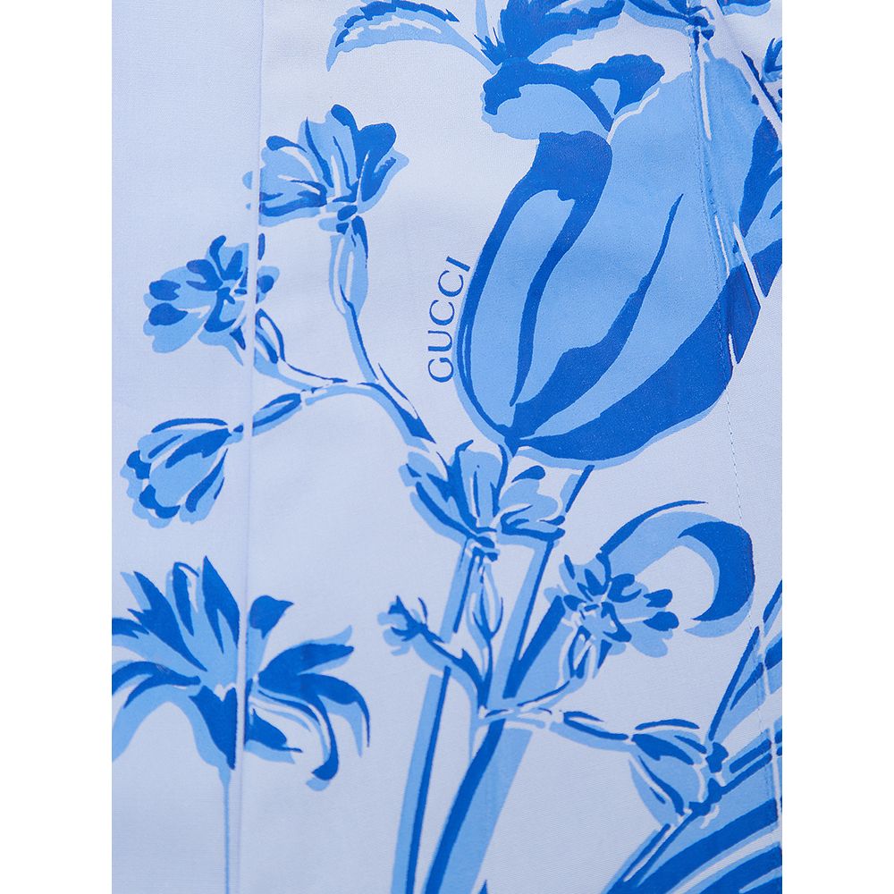 Blue Cotton Pattern Shirt