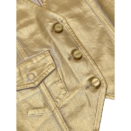 Gold Cotton Sleveless Jacket
