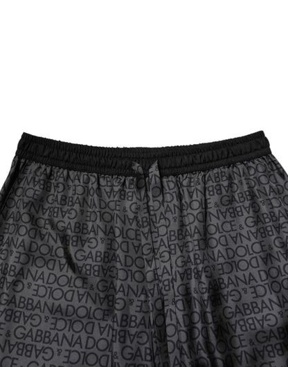 Gray Black Silk DG Logo Men Bermuda Shorts