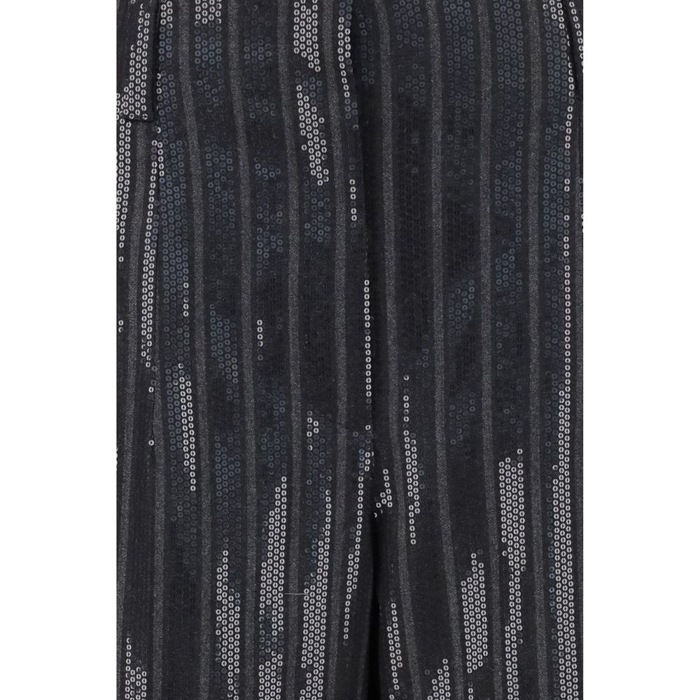 Gray Fleece Wool Casual Pants