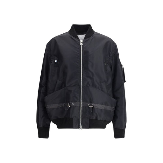 Black Nylon Bomber