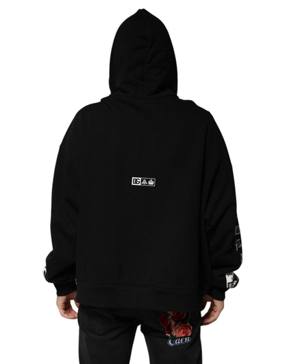 Black Cotton DG Milano Logo Print Hoodie Sweater