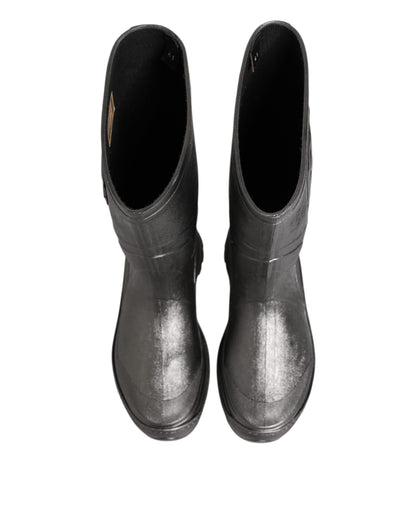 Black Argento Pull On Rain Boots Shoes