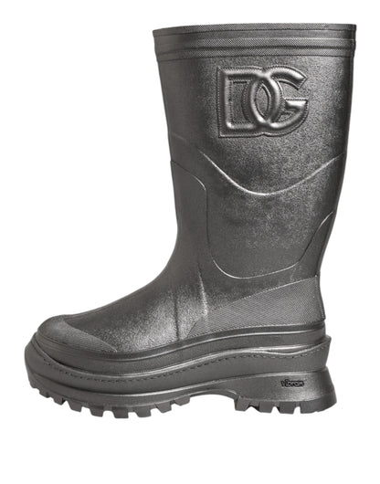 Black Argento Pull On Rain Boots Shoes