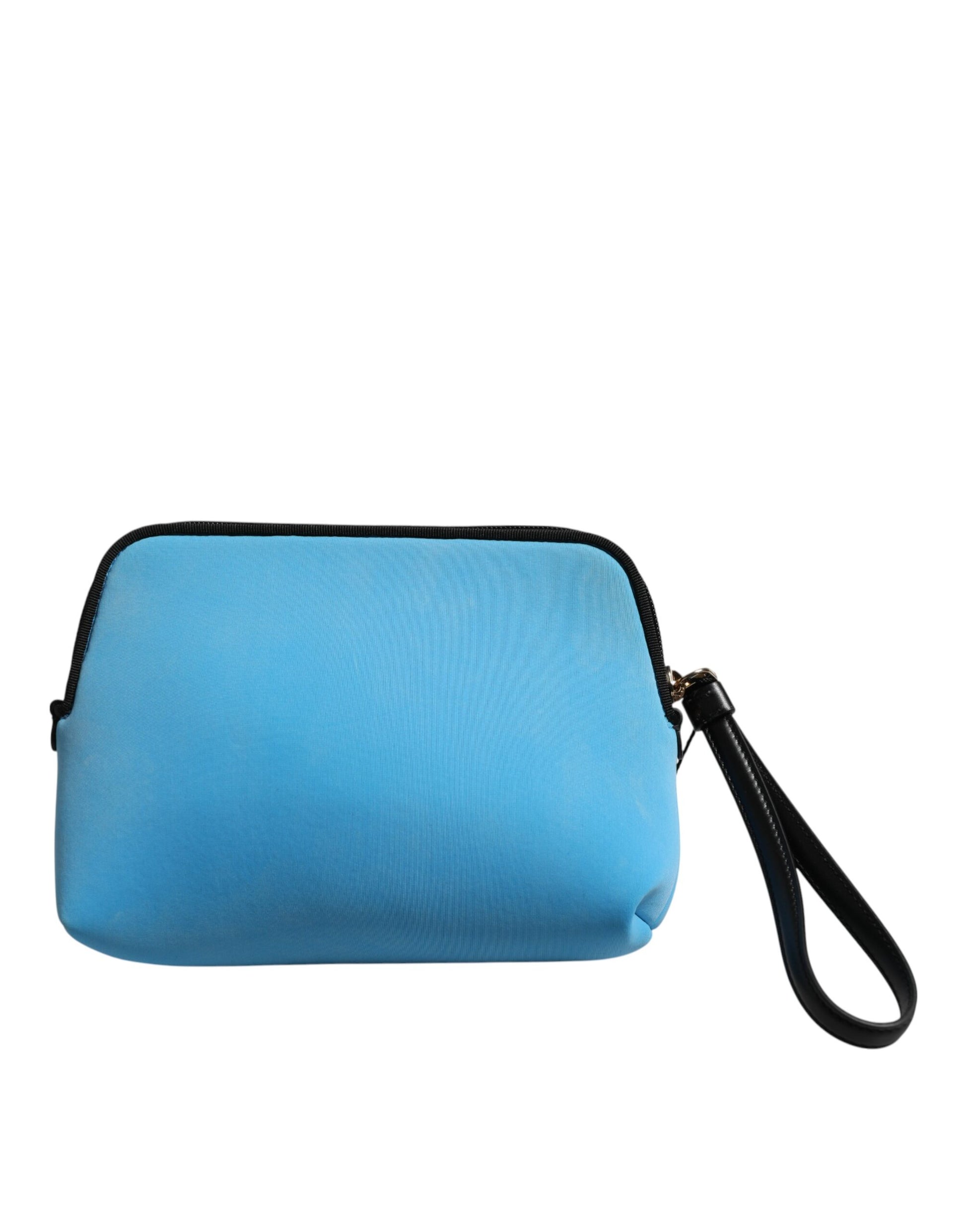 Blue Nylon DG Logo Print Clutch Zip Pouch Bag