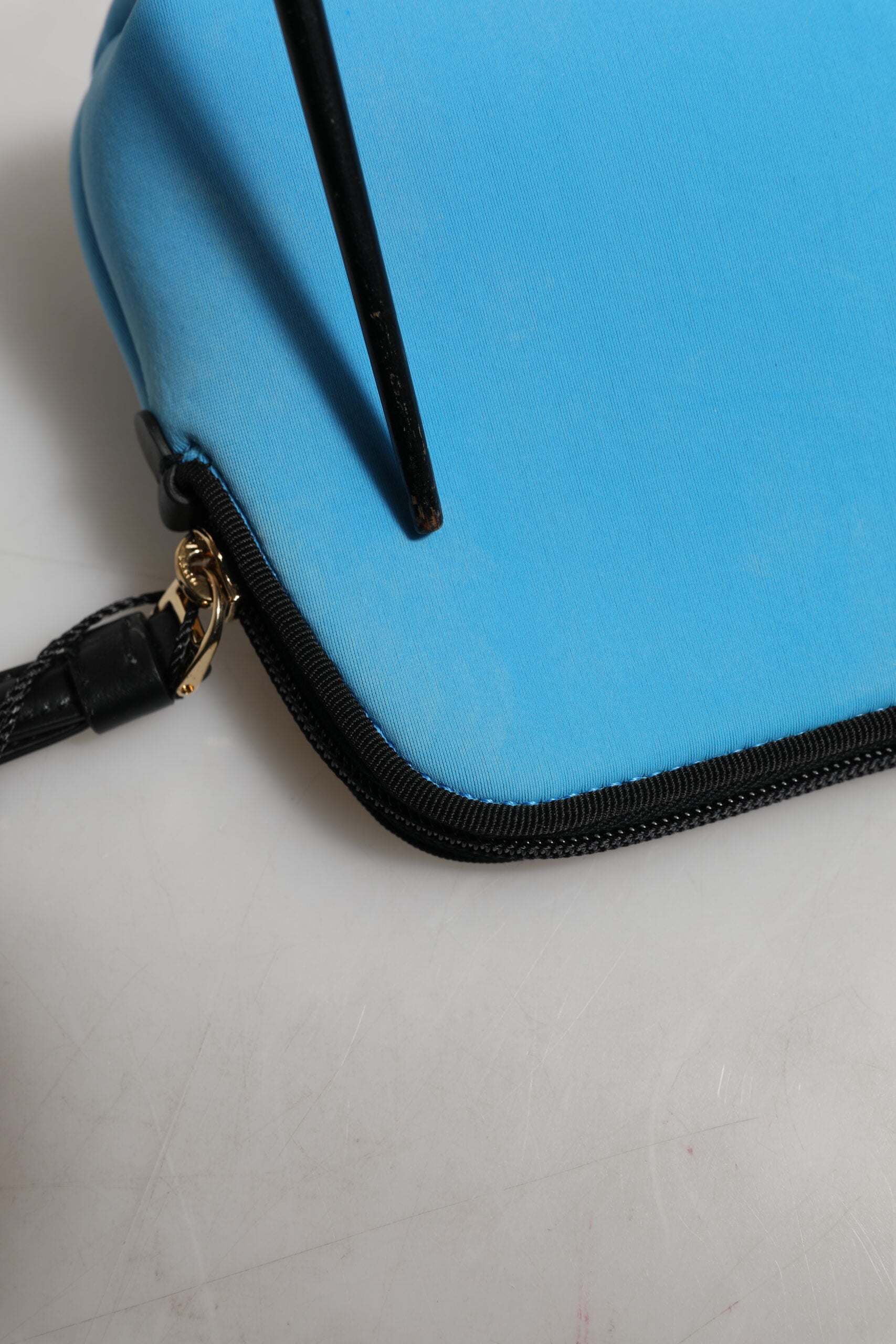 Blue Nylon DG Logo Print Clutch Zip Pouch Bag