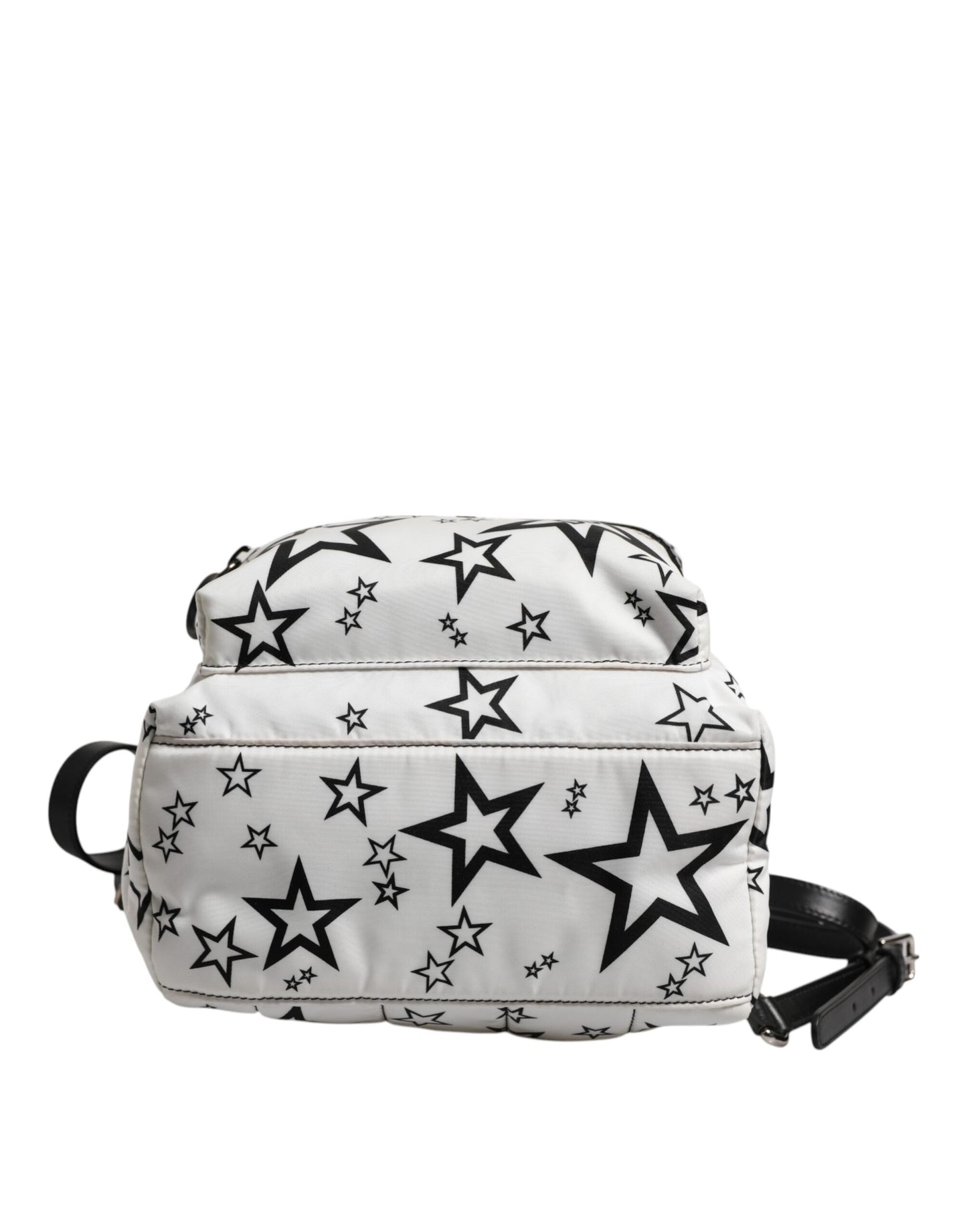 White DG Stars Print Nylon Travel Backpack Bag