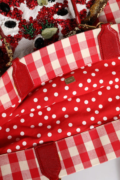 Red I Love Pizza Rhinestone Embellished Tote Bag