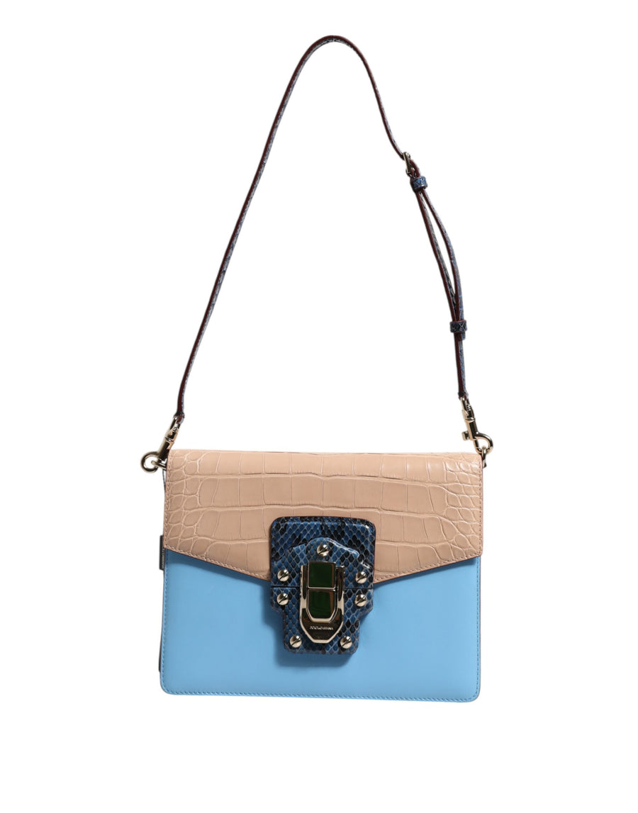 Blue Beige Exotic Leather LUCIA Crossbody Bag