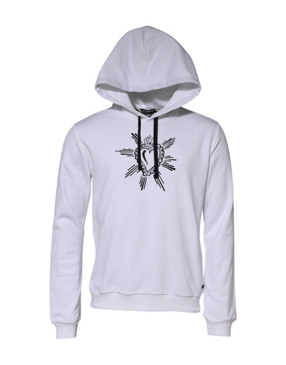 White Sacred Heart Hooded Sweatshirt Sweater