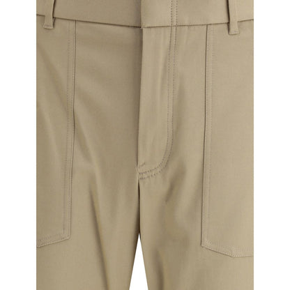 Beige Cotton Cargo Pants
