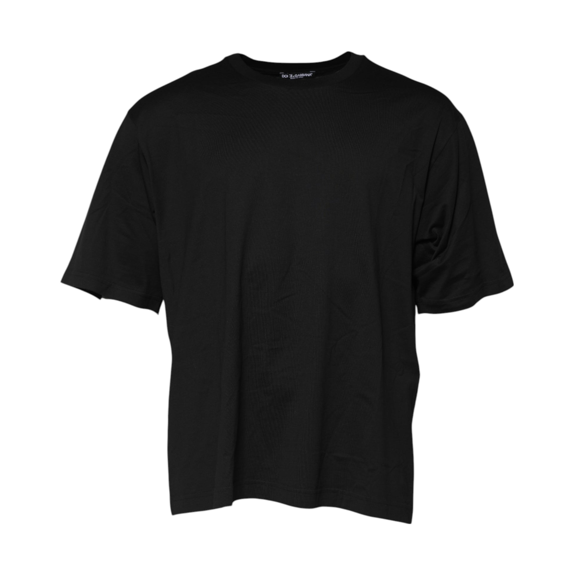 Black Cotton Crew Neck Short Sleeves T-shirt