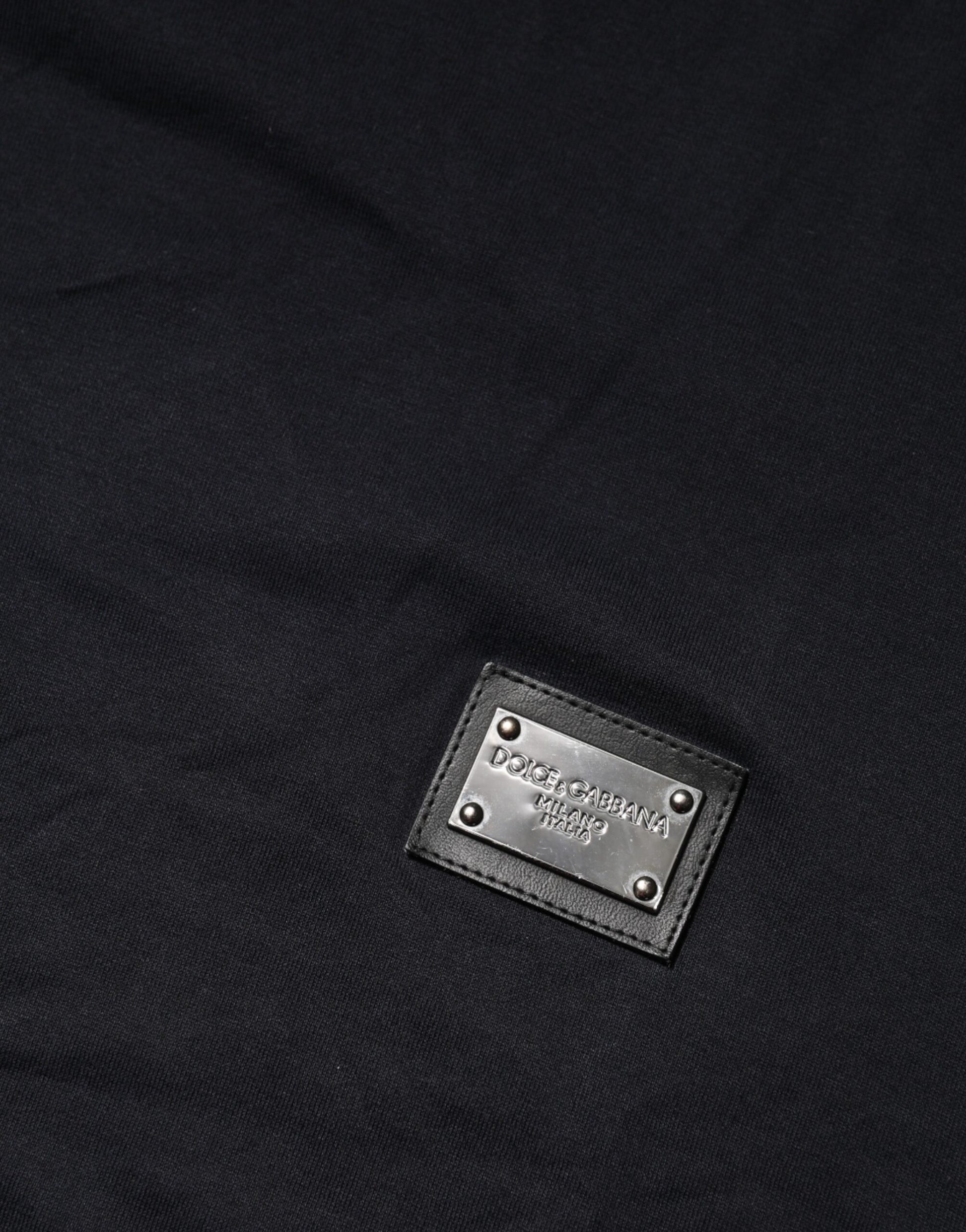 Dark Blue Logo Plaque Cotton Crewneck T-shirt