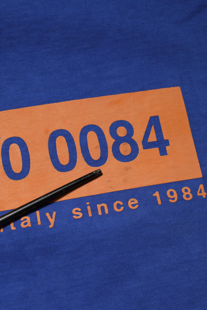 Blue Logo Graphic Cotton Crew Neck T-shirt