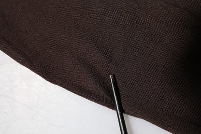 Brown Silk Crew Neck Short Sleeves T-shirt