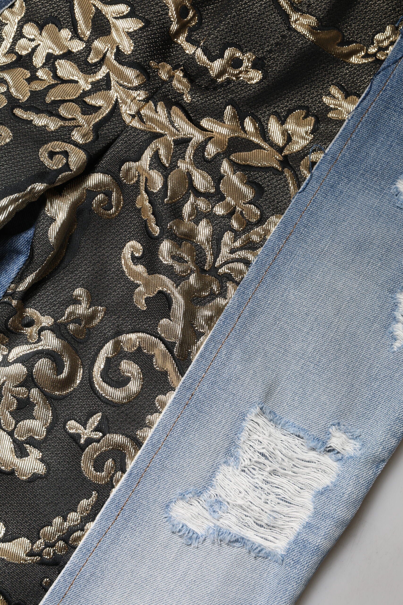 Multicolor Patchwork Tapered Denim Jeans