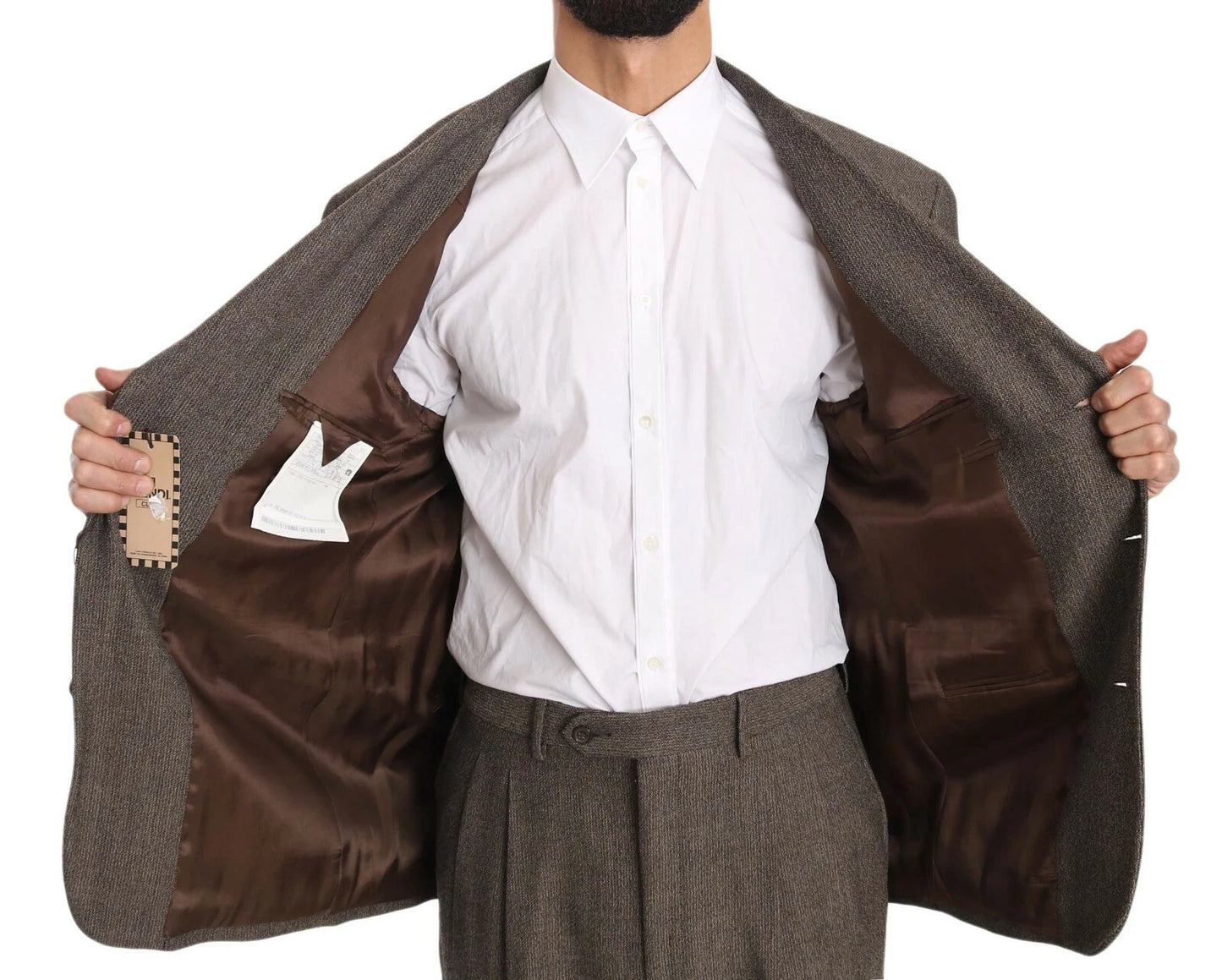 Brown Single Breasted Wool Suit