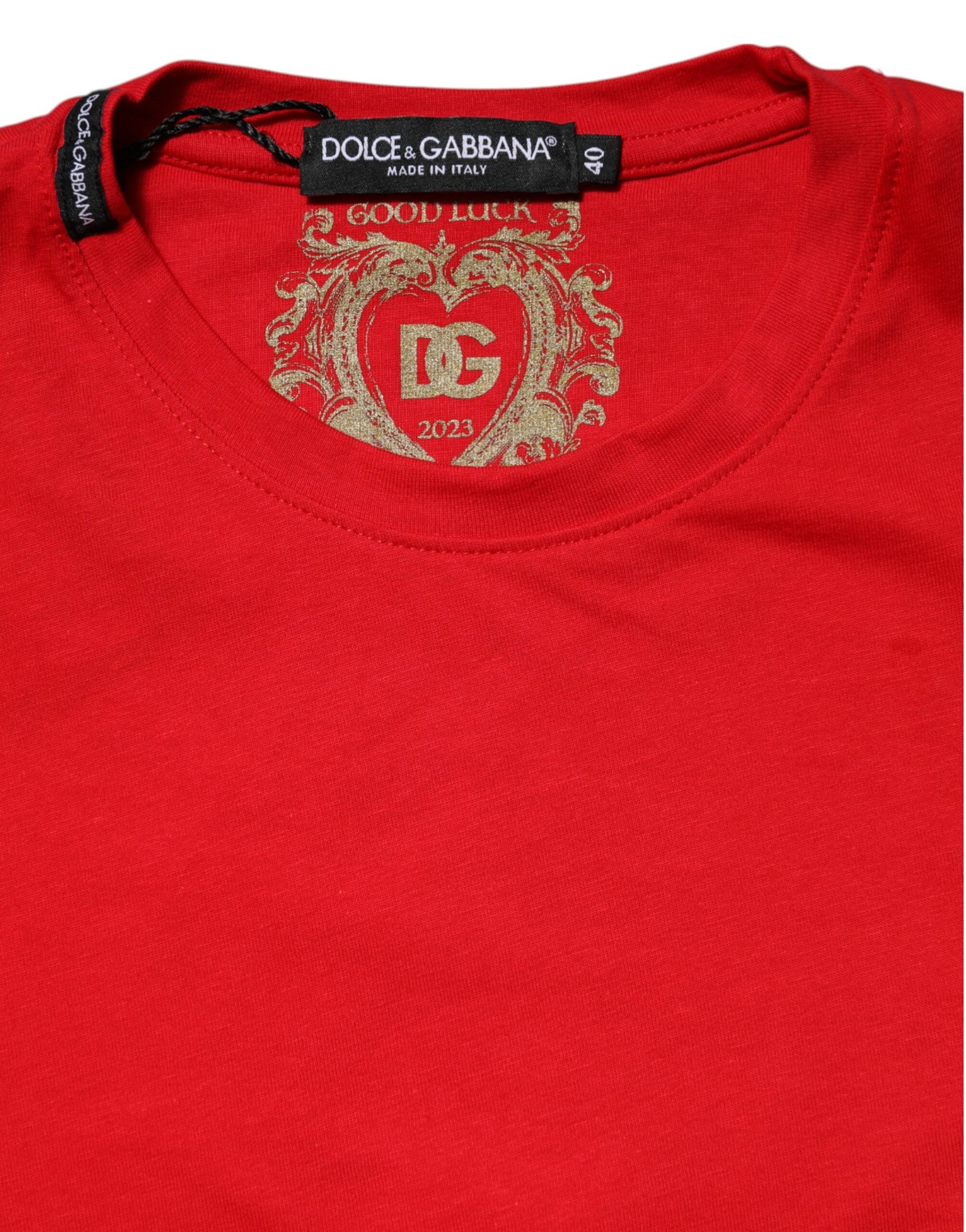 Red Crew Neck Short Sleeves Tee T-shirt