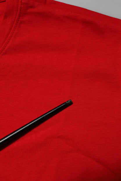 Red Cotton Crew Neck Short Sleeves T-shirt
