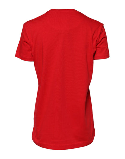 Red Casual Crew Neck Short Sleeve Top T-shirt
