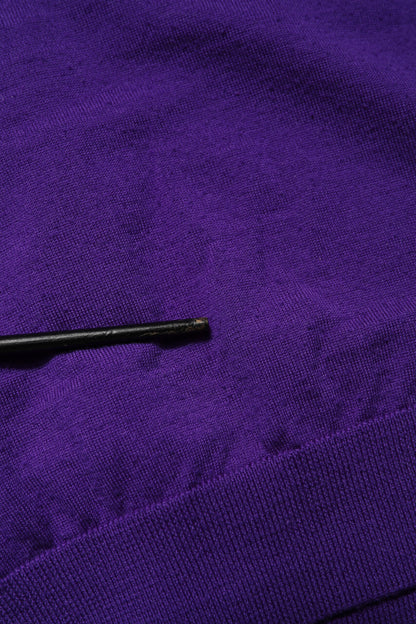 Purple Wool Knit V-neck Cardigan Sweater