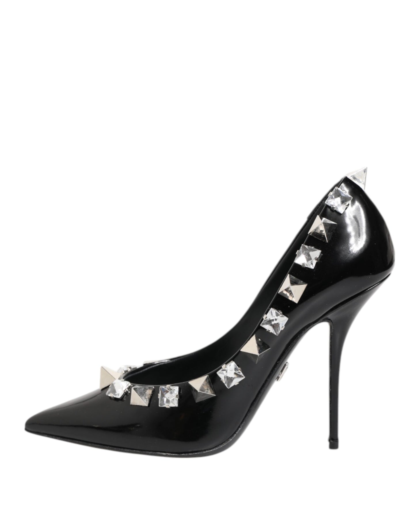Black Crystals Studs Stiletto Pumps Shoes