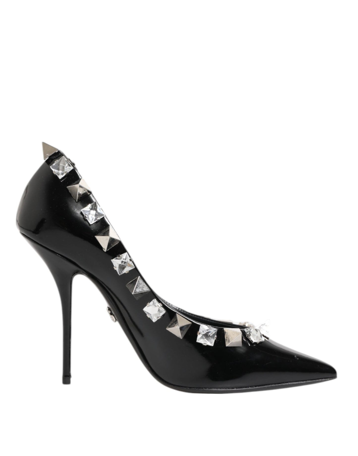 Black Crystals Studs Stiletto Pumps Shoes