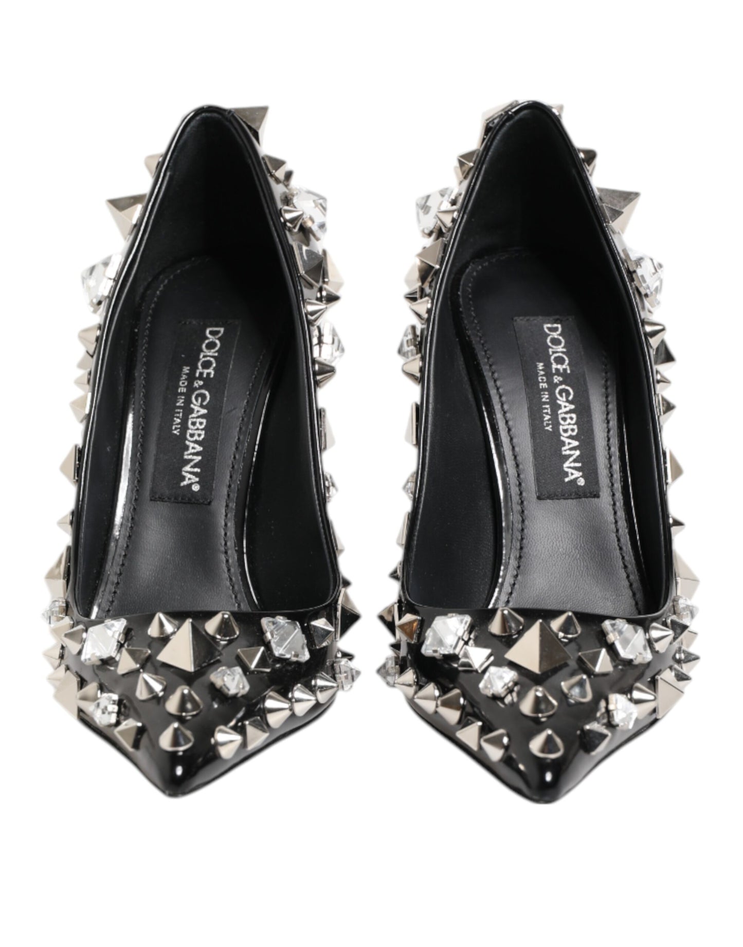 Black Crystals Studs Stiletto Pumps Shoes