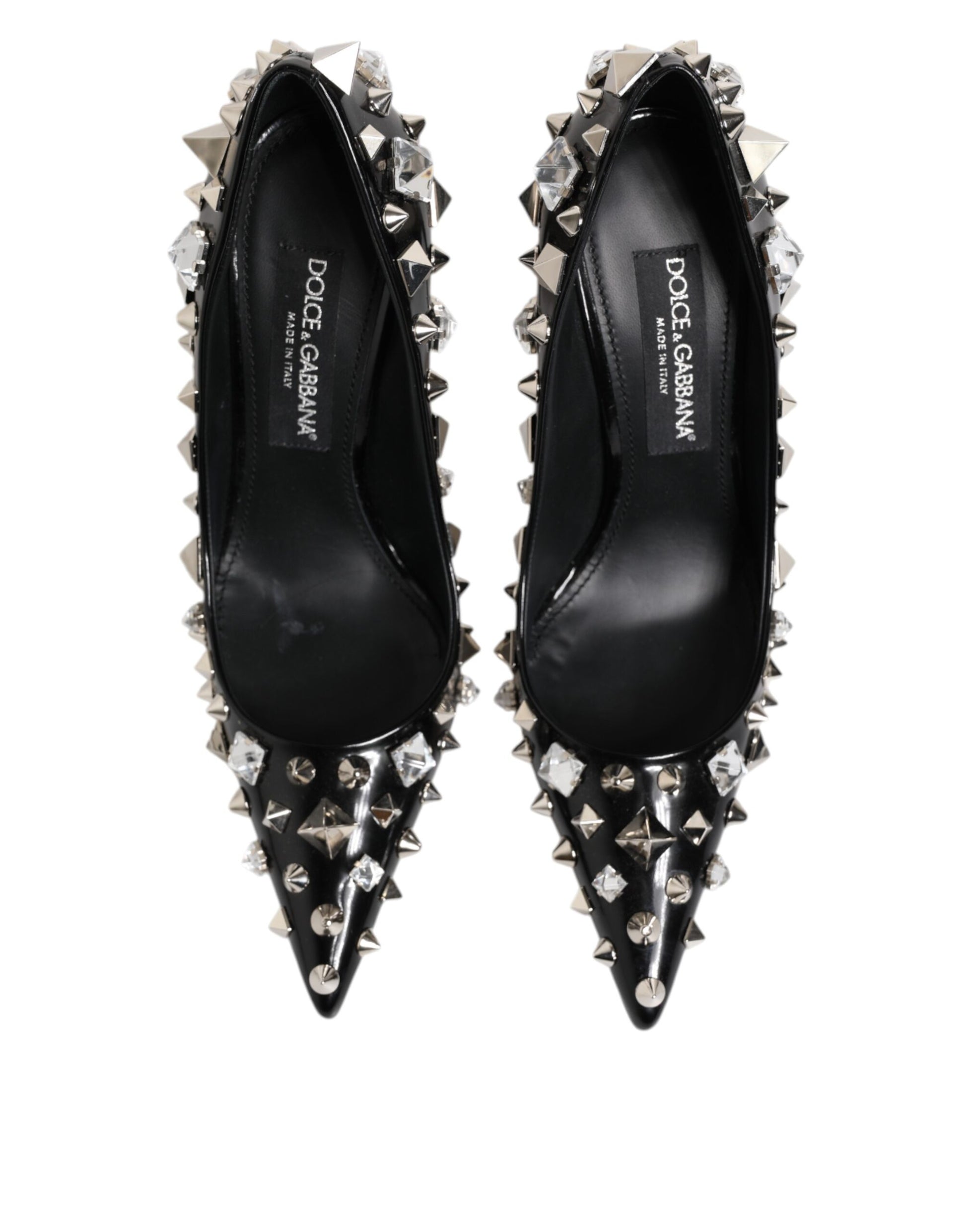 Black Crystals Studs Stiletto Pumps Shoes
