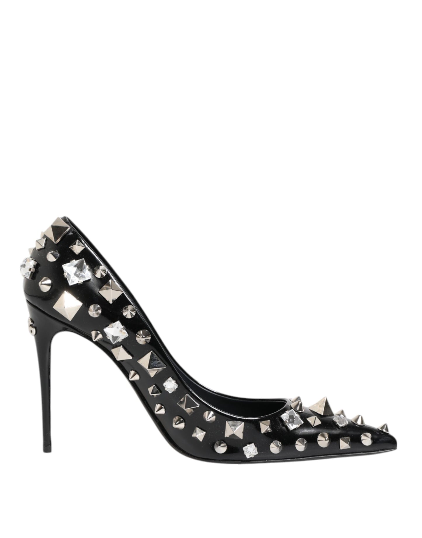 Black Crystals Studs Stiletto Pumps Shoes