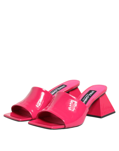 Pink Open Toe Block Heel Mules Sandals Shoes