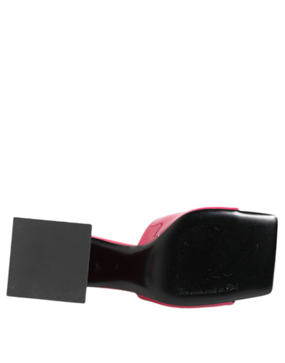 Pink Open Toe Block Heel Mules Sandals Shoes