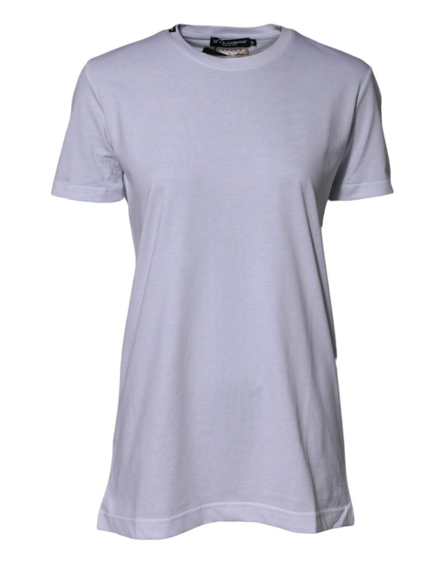 White Cotton Goodluck 2023 Crew Neck T-shirt