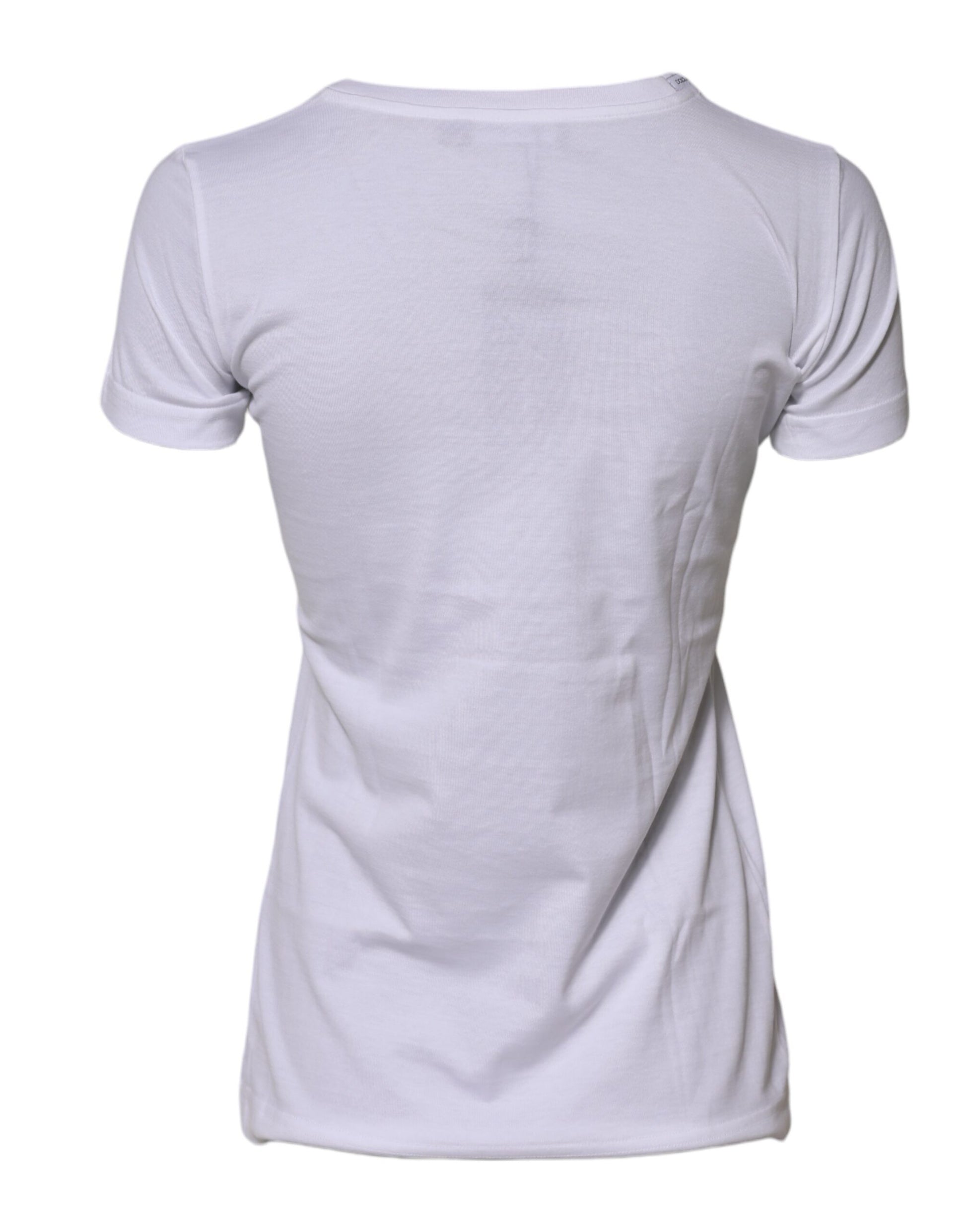 White Cotton Crew Neck Short Sleeves T-shirt