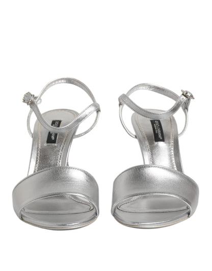 Silver KEIRA Heels Ankle Strap Sandals Shoes